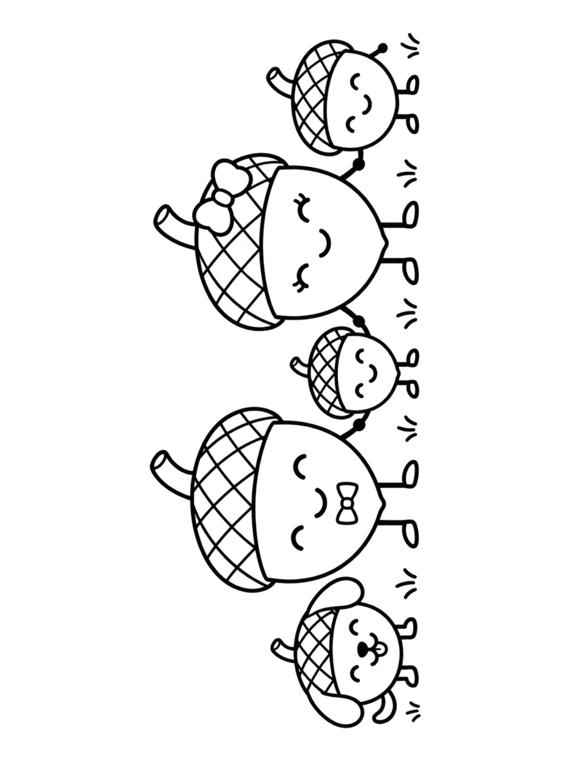 Free Acorn Family Coloring Page