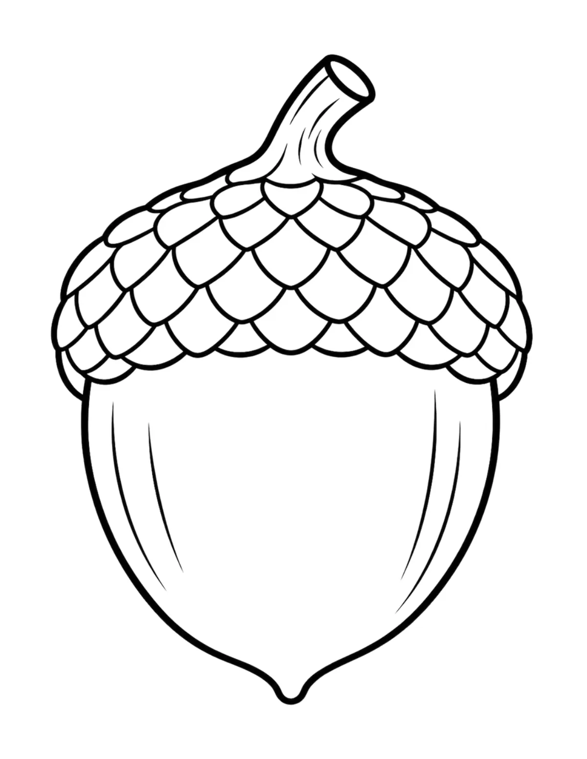 Free Single Acorn Coloring Page (PDF)