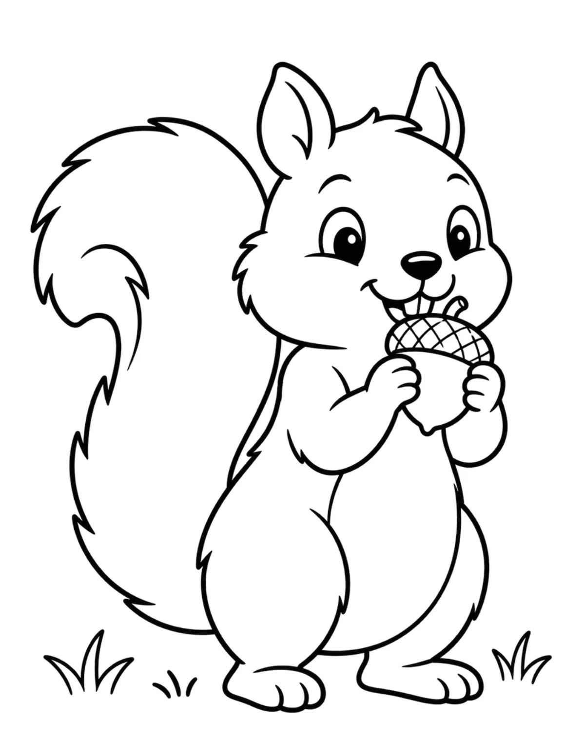 Free Coloring Page: Squirrel with Acorn