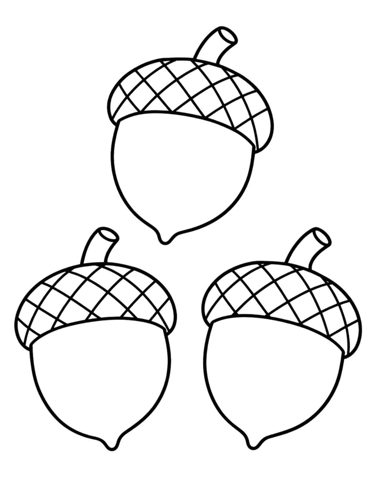 Free Three Acorn Coloring Page preview